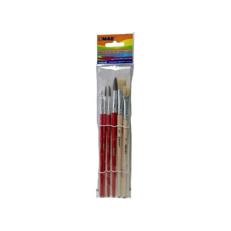 PINCEL MAE EN SET P/ACUARELA Y OLEO ( 6 PINCELES ) MAO6-S(24/480)