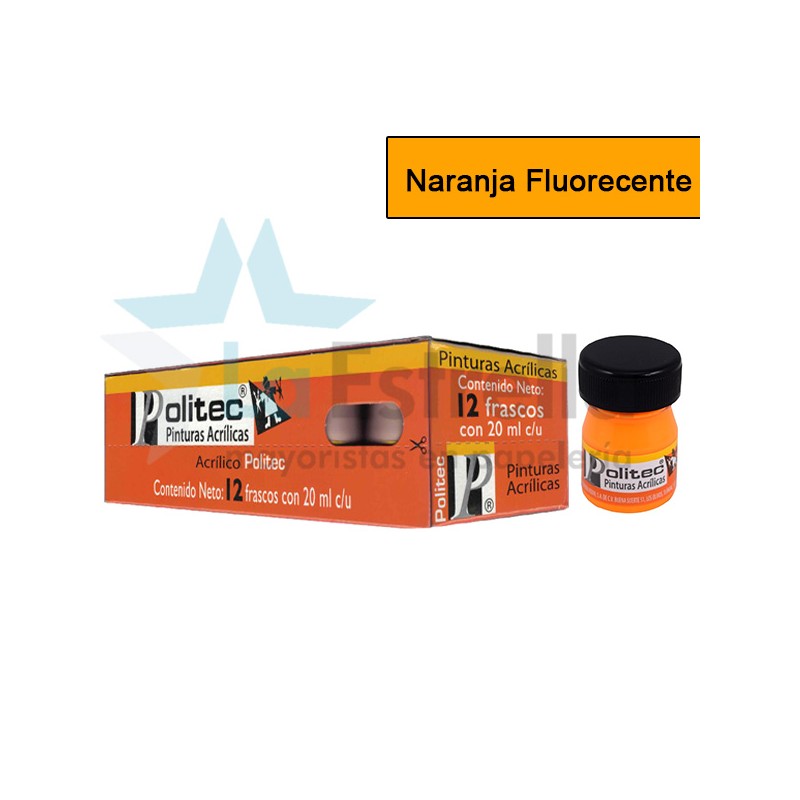 PINTURA ACRIL FLUO POLITEC L-800 20 ML NARANJA 803 /12